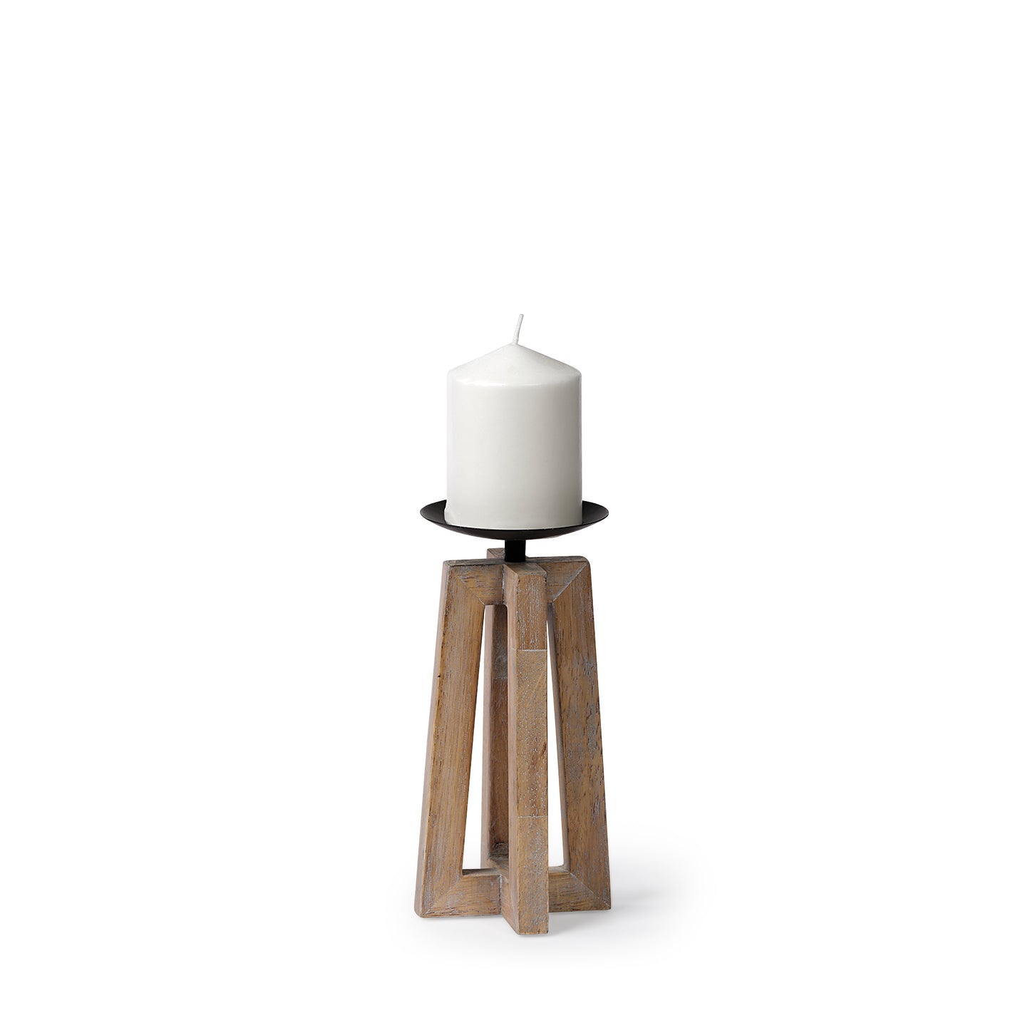Astra Small Light Brown Wood Pedestal Base Table Candle Holder