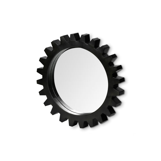 Alloy Cog 26" Round Black Metal Frame Mirror