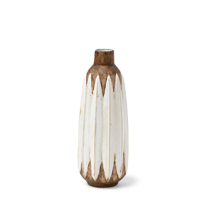 Sisko I Short Rustic Brown White Ceramic Vase