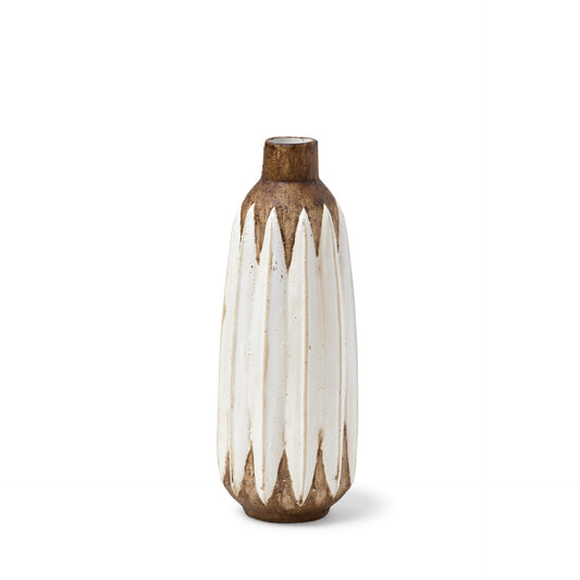 Sisko I Short Rustic Brown White Ceramic Vase