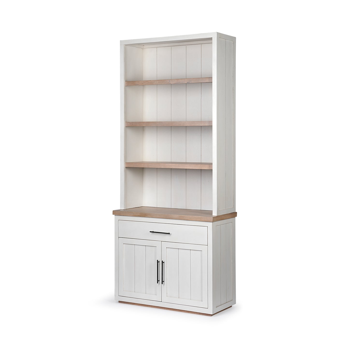 Fairview I White and Medium Brown Wood Three Shelf Shelving Unit
