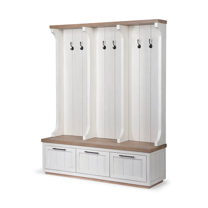 Fairview IV 61L x 17W White And Brown Wood With Storage Hall Tree