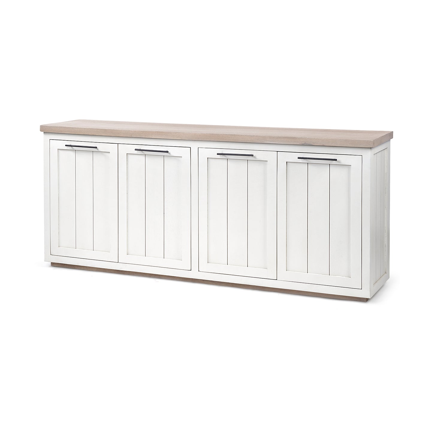 Fairview III Solid Wood Brown Top & White Frame 4 Cabinet Door Sideboard