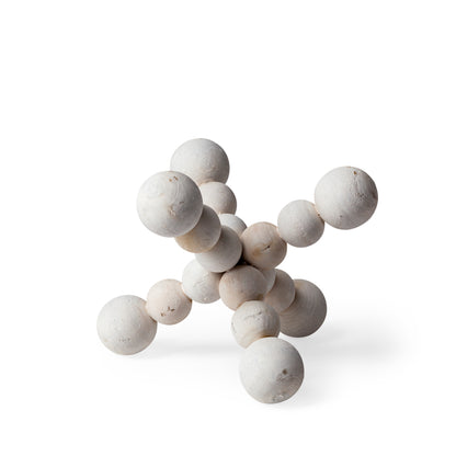 Carrollton I (Small) 7L x 7W Off-White Geometric Wood Ball Jack