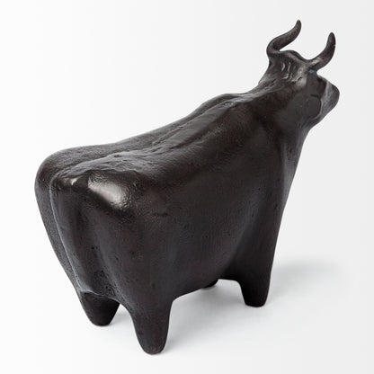 Taurus II 9L x 4W Black Cast Aluminum Bull Decorative Object