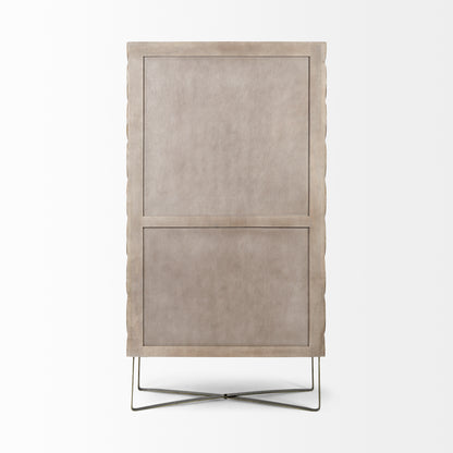 Excelsior II 68.1" H Light Brown Wood Gold Iron Base Storage Cabinet