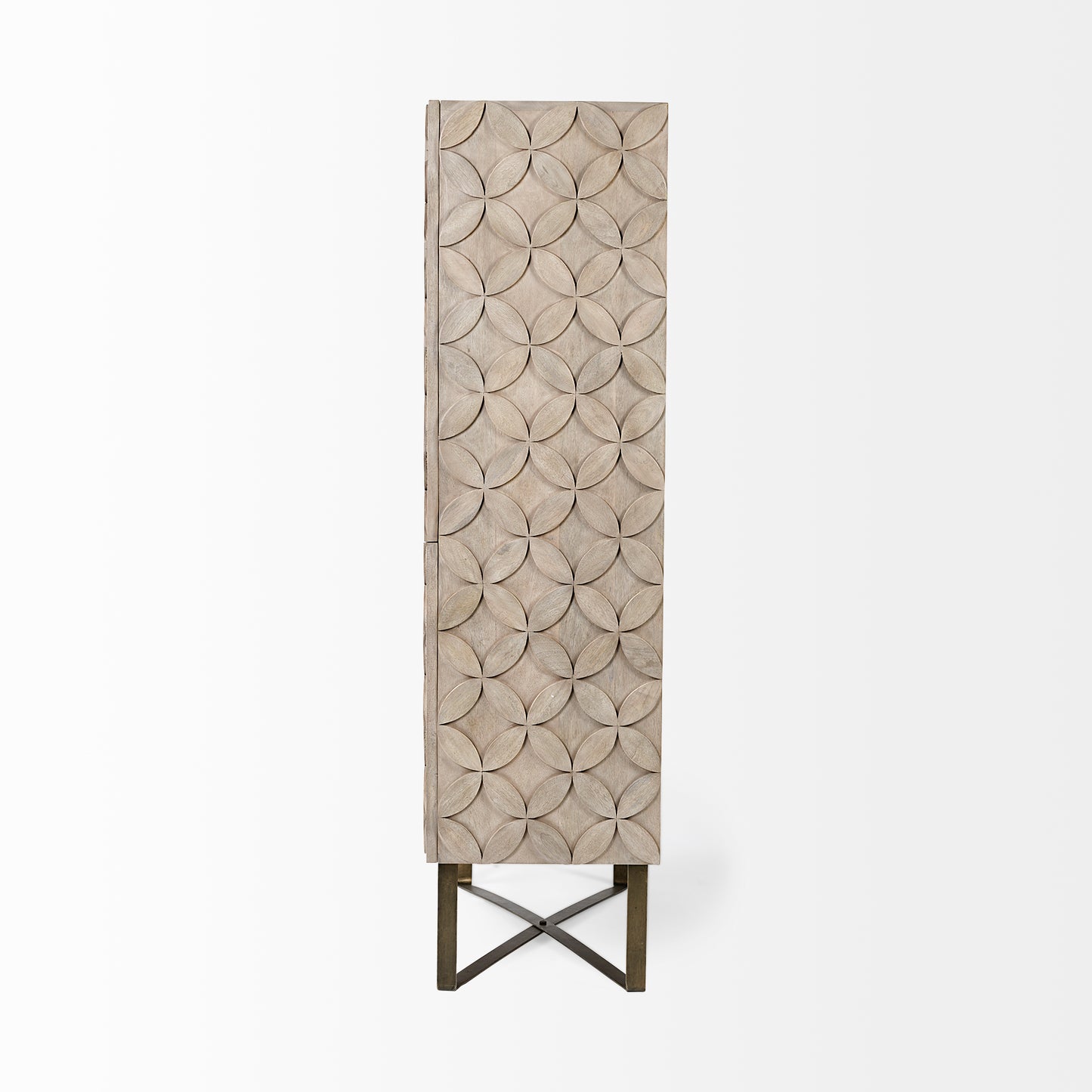 Excelsior II 68.1" H Light Brown Wood Gold Iron Base Storage Cabinet