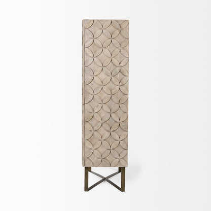 Excelsior II 68.1" H Light Brown Wood Gold Iron Base Storage Cabinet