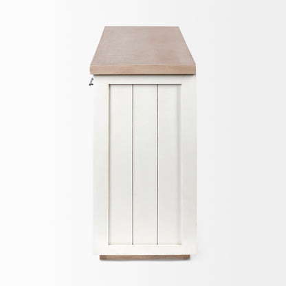 Fairview III Solid Wood Brown Top & White Frame 4 Cabinet Door Sideboard