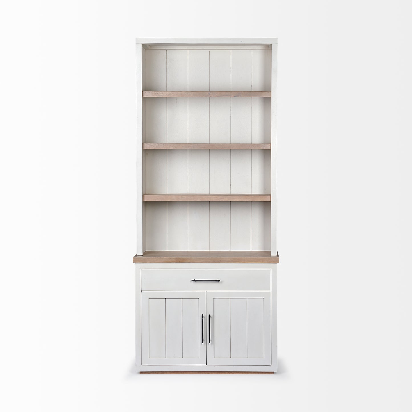 Fairview I White and Medium Brown Wood Three Shelf Shelving Unit