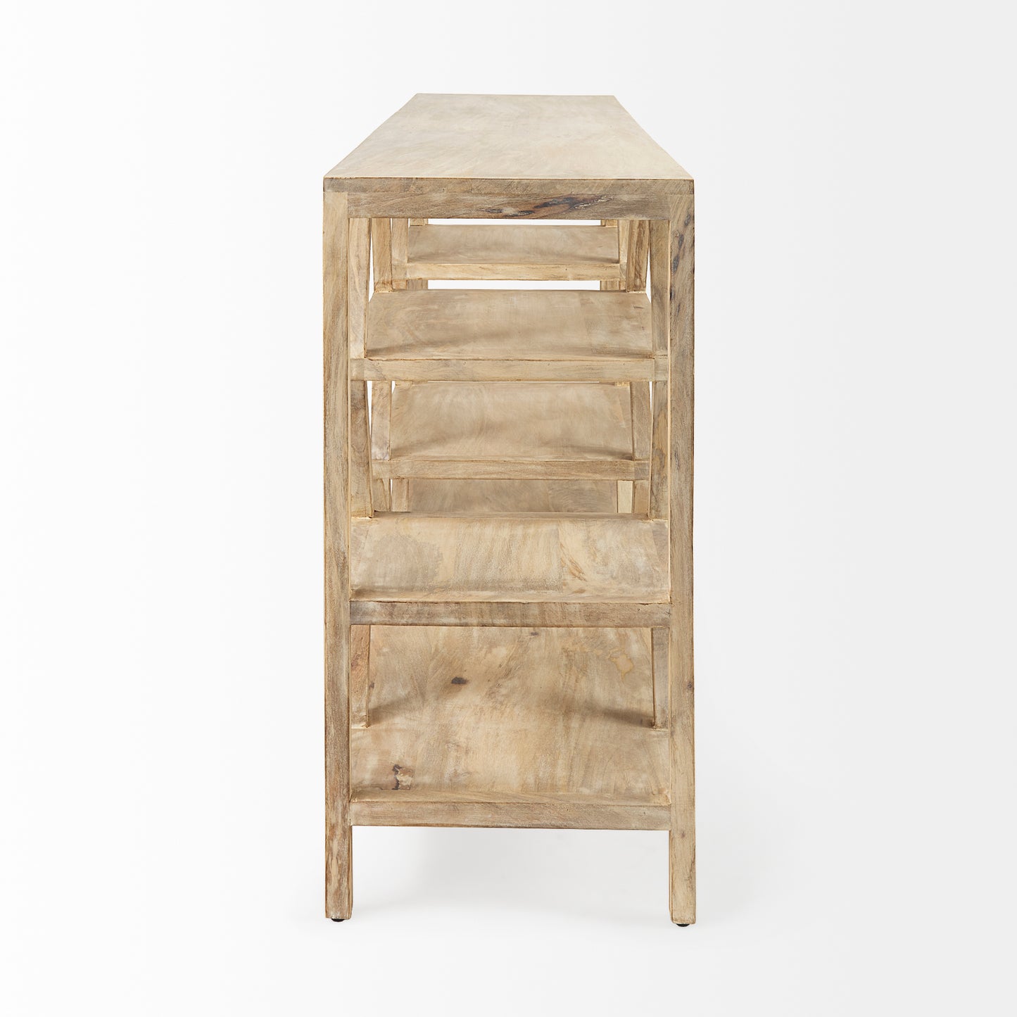 Dayton II 66L x 16W Natural Wooden Multi-Level Shelf Console Table