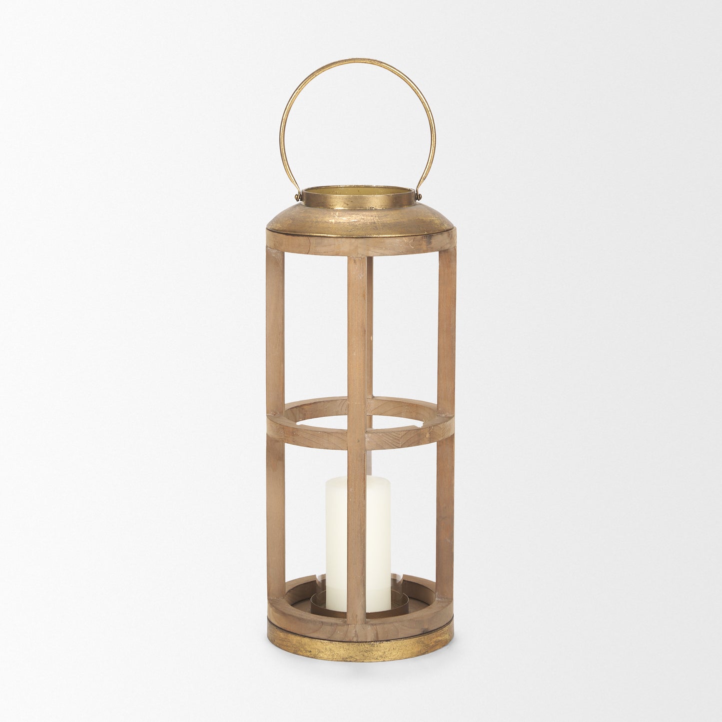 Andy II Small Natural Wood Cylindrical Lantern
