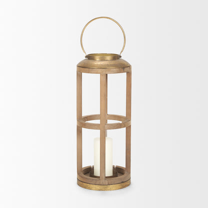 Andy II Small Natural Wood Cylindrical Lantern