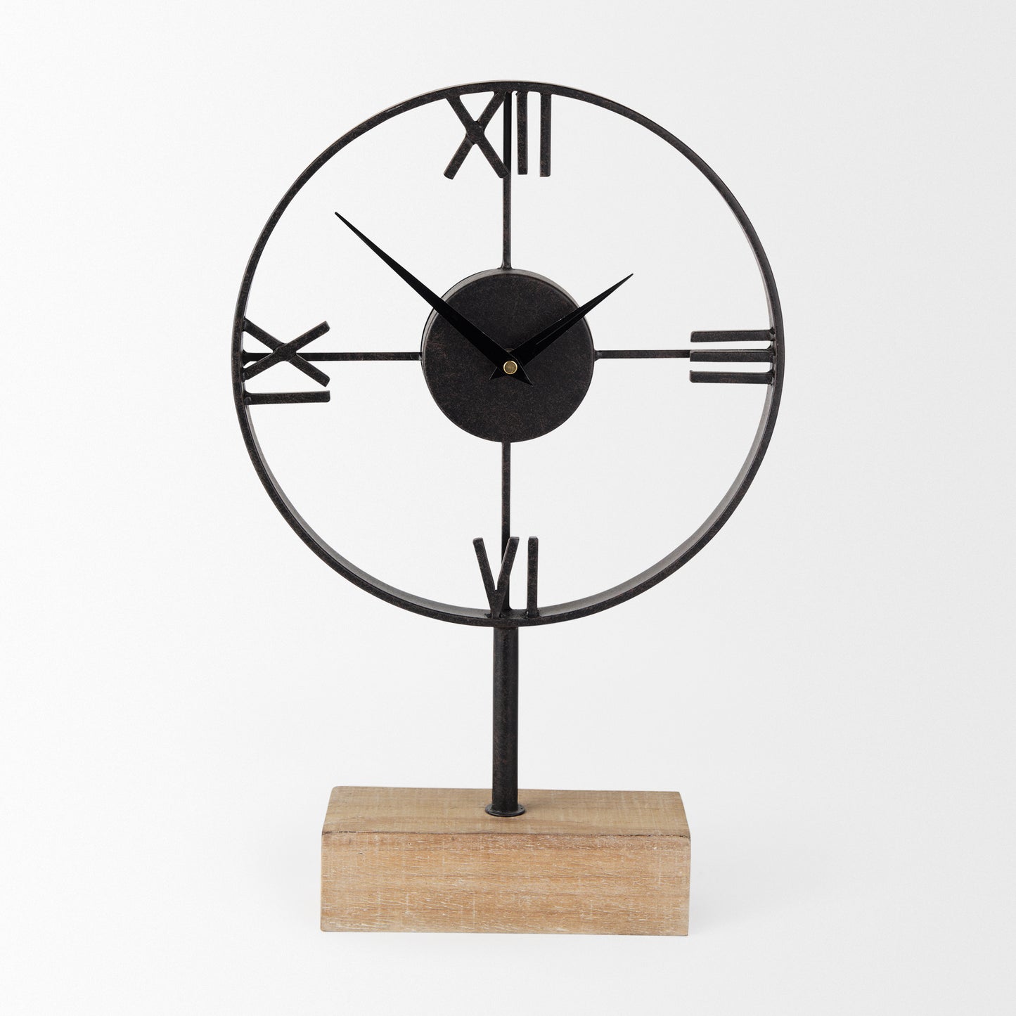 Oris Black Metal/Wood Open Frame Table Clock