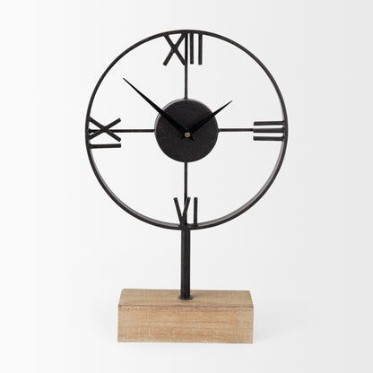 Oris Black Metal/Wood Open Frame Table Clock