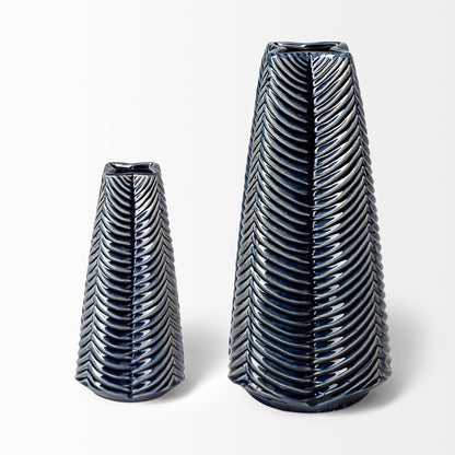 Bashir I Small Dark Navy Gloss Ceramic Vase