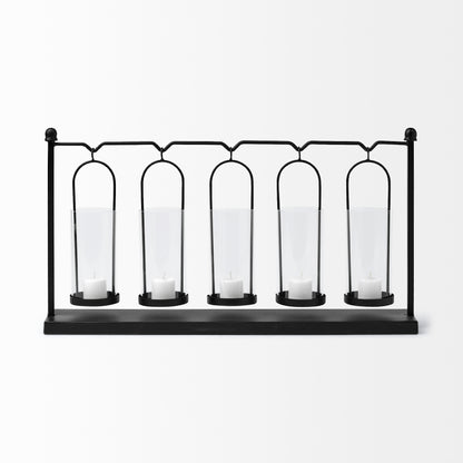 Erlen Black Metal Hanging Votive Five Candle Table Candle Holder