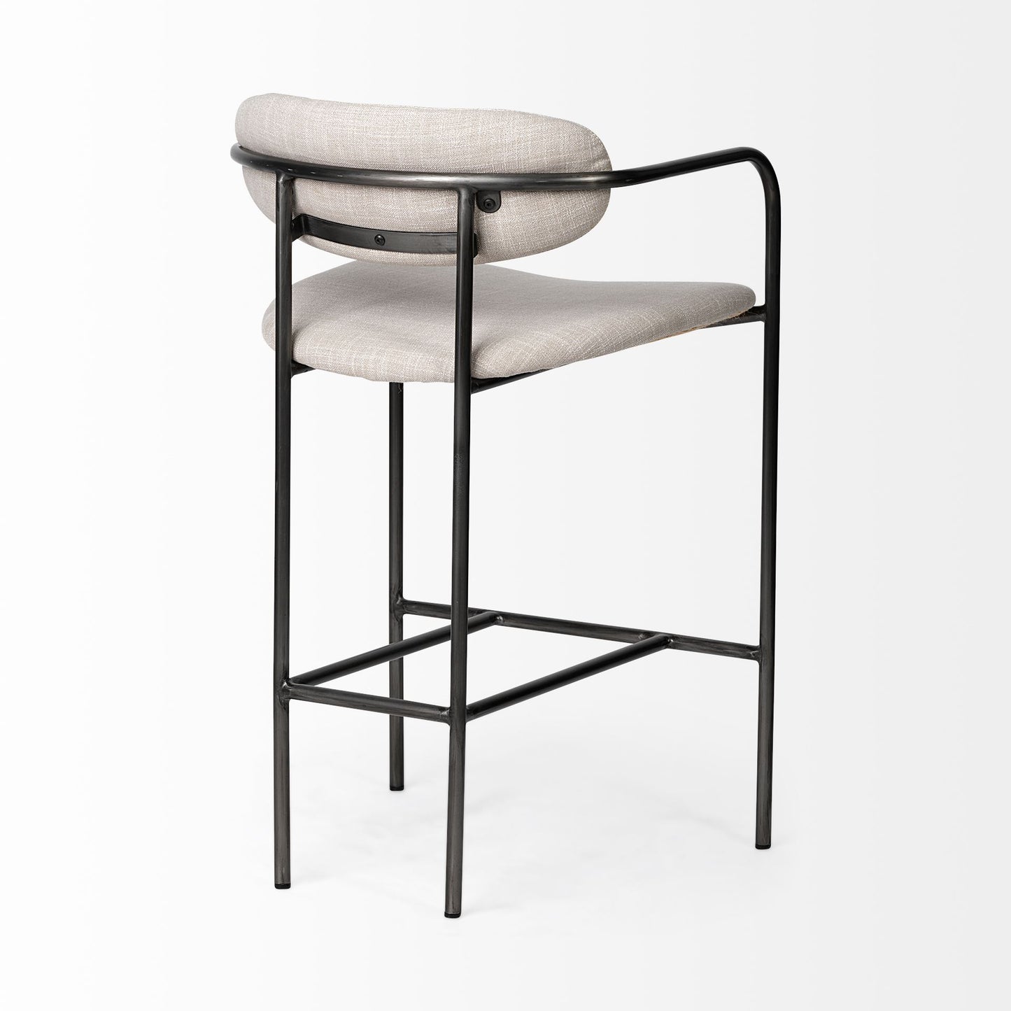 Parker II Beige Fabric Seat Gun Metal Grey Metal Counter Stool