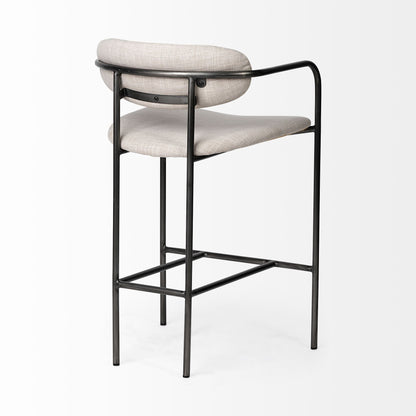 Parker II Beige Fabric Seat Gun Metal Grey Metal Counter Stool