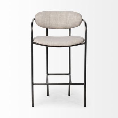 Parker II Beige Fabric Seat Gun Metal Grey Metal Counter Stool