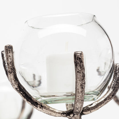 Vine I Distressed Silver Metal Creeper Five Candle Table Candle Holder
