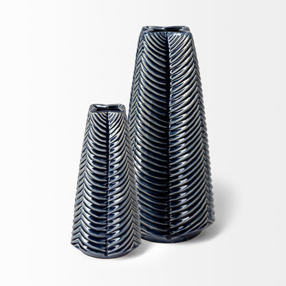 Bashir I Small Dark Navy Gloss Ceramic Vase