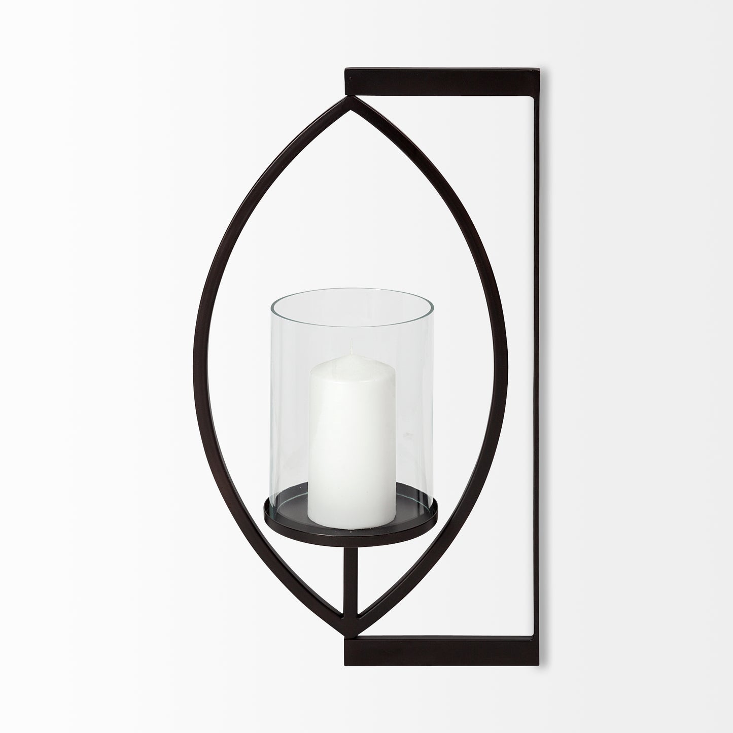 Drax 22"H Black Metal Wall Candle Holder