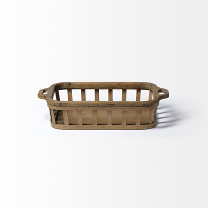 Louis Set of 2 Natural Wood Slated Nesting Trays