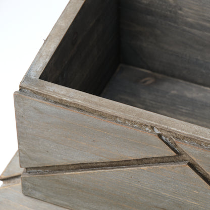 Niobe (Set of 2) 16L x 11W Gray Wooden Nesting Boxes