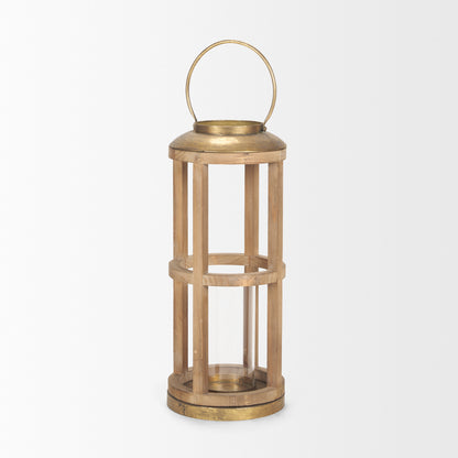 Andy II Small Natural Wood Cylindrical Lantern