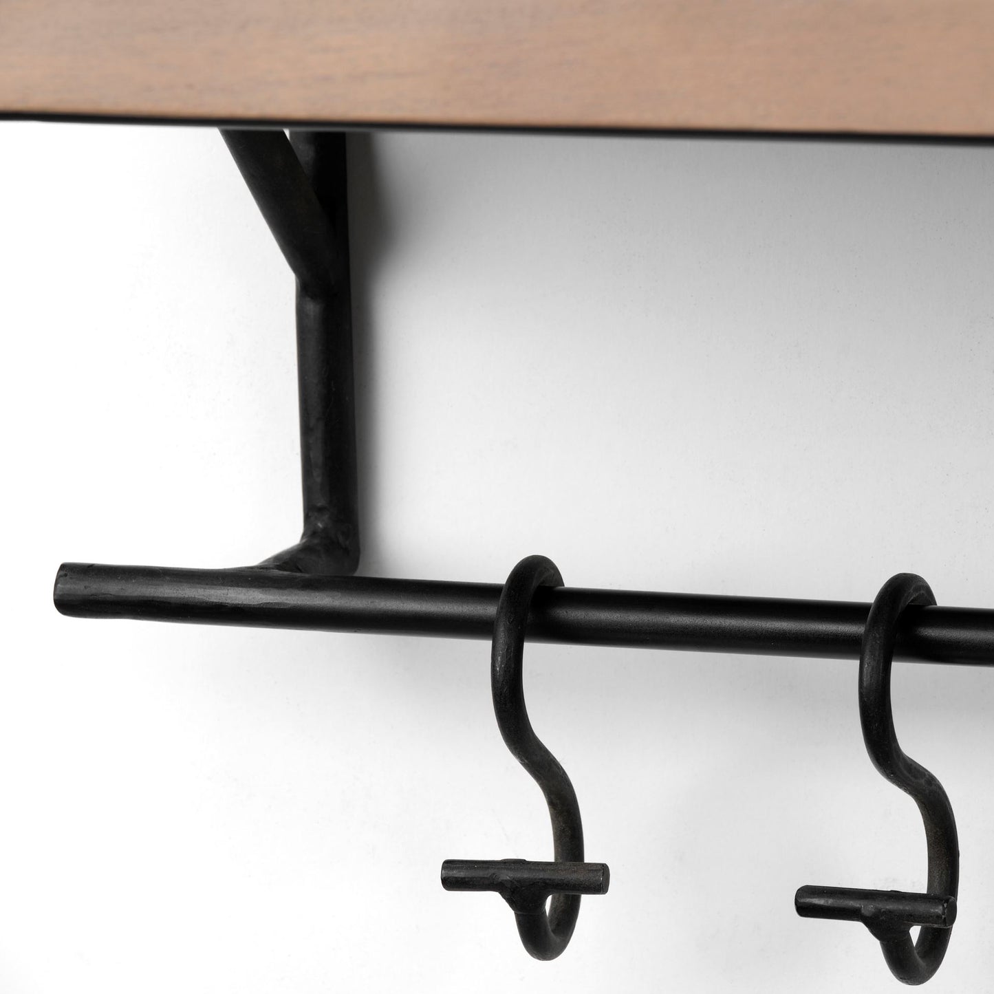 Schutt 36L Wall Mounted Wooden Shelf w/ 8 Hooks for Coats, Hats