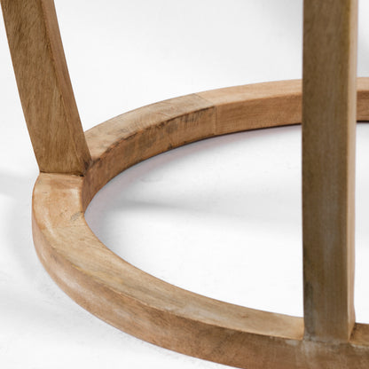 Hubbard I 22L x 22W Light Brown Wood Round Top W/Glass Accent Table