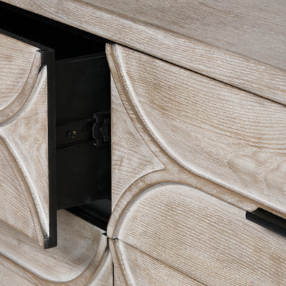 Giselle II Brown Fir Veneer W/Black Metal Leg 9 Drawer Sideboard