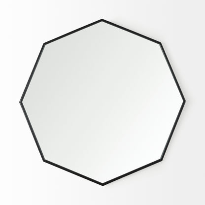 Helix 37" Octogon Black Metal Frame Mirror