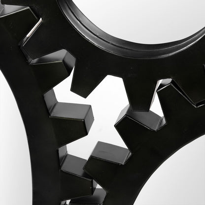 Alloy Cog 26" Round Black Metal Frame Mirror