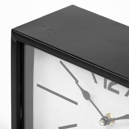 Lita Black Metal Rectangular Table Clock