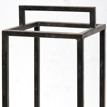 Orionis Large Wood w/ Black Metal Lantern Candle Holder