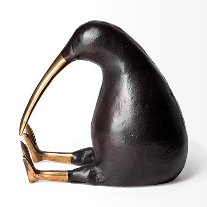 Dodo Kiwi 7L x 4W Black Cast Aluminum Mauritian Bird Sculpture