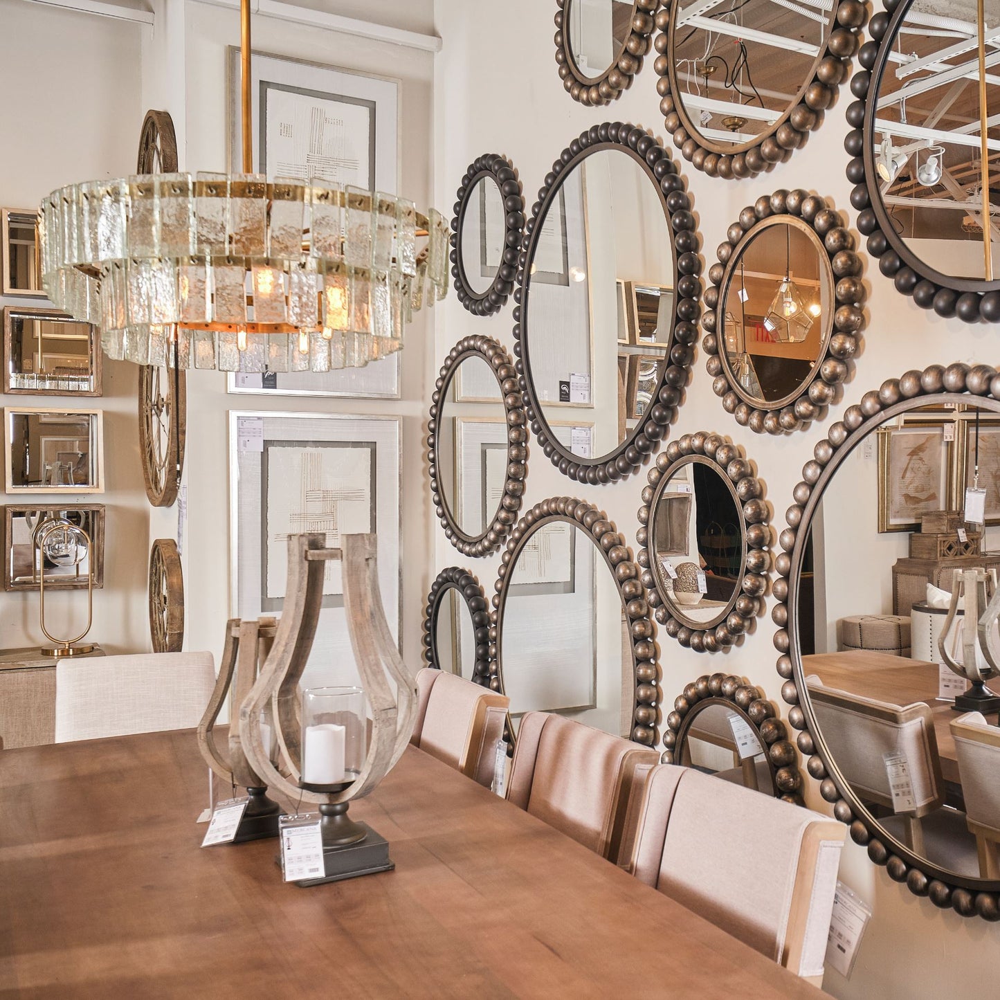 Orbit 43" Round Black Metal Ball Frame Mirror