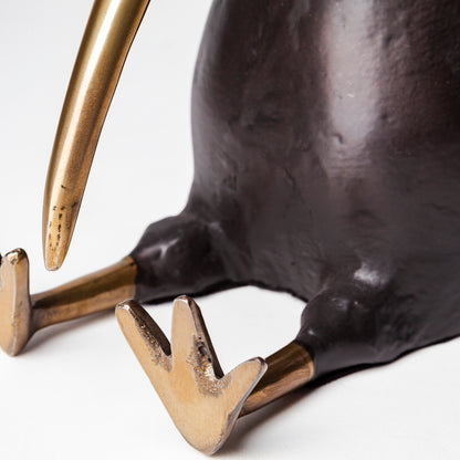 Dodo Kiwi 7L x 4W Black Cast Aluminum Mauritian Bird Sculpture