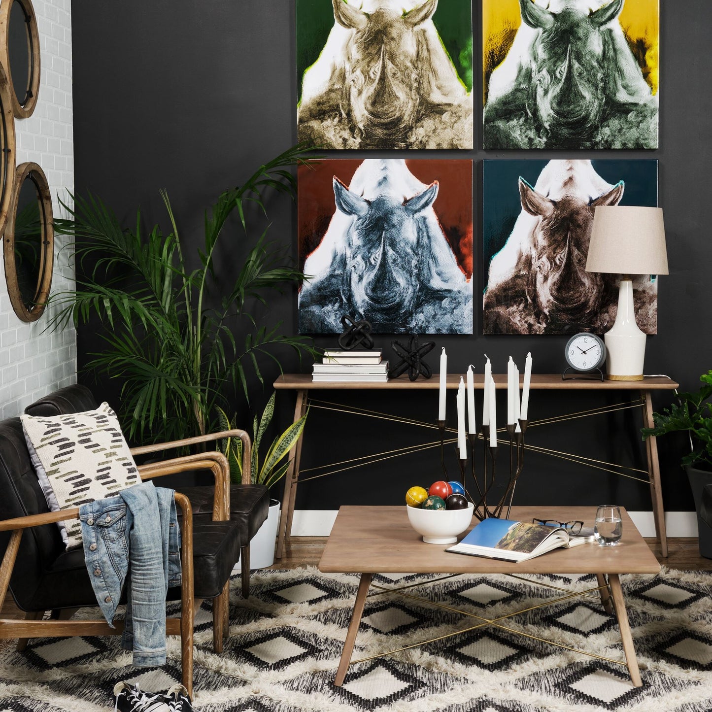 Kirby I 66L x 16W Brown Wooden Cross Braced Console Table