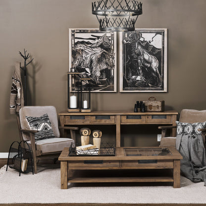 Olympus II Brown Velvet Covered Wooden Frame Accent Chair