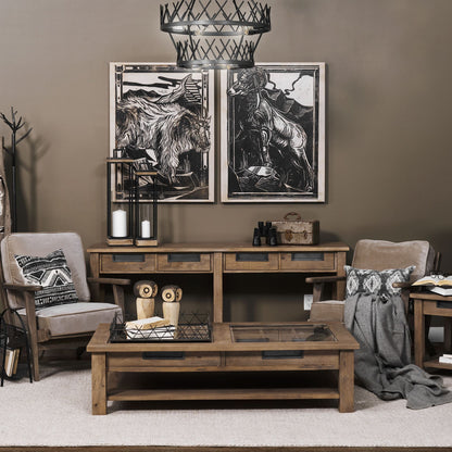 Harrelson III 72L x 18W Brown Wood 4 Drawer Console Table