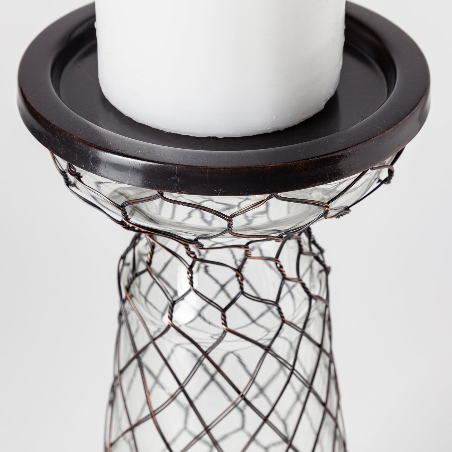 Shandra I Small Glass w/Metal Wire Snakeskin Pattern Table Candle Holder