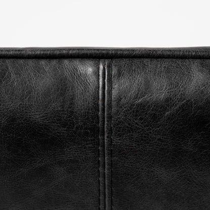 Flavelle II Black Leather Cushion Seat and Solid Iron Base Accent Chair