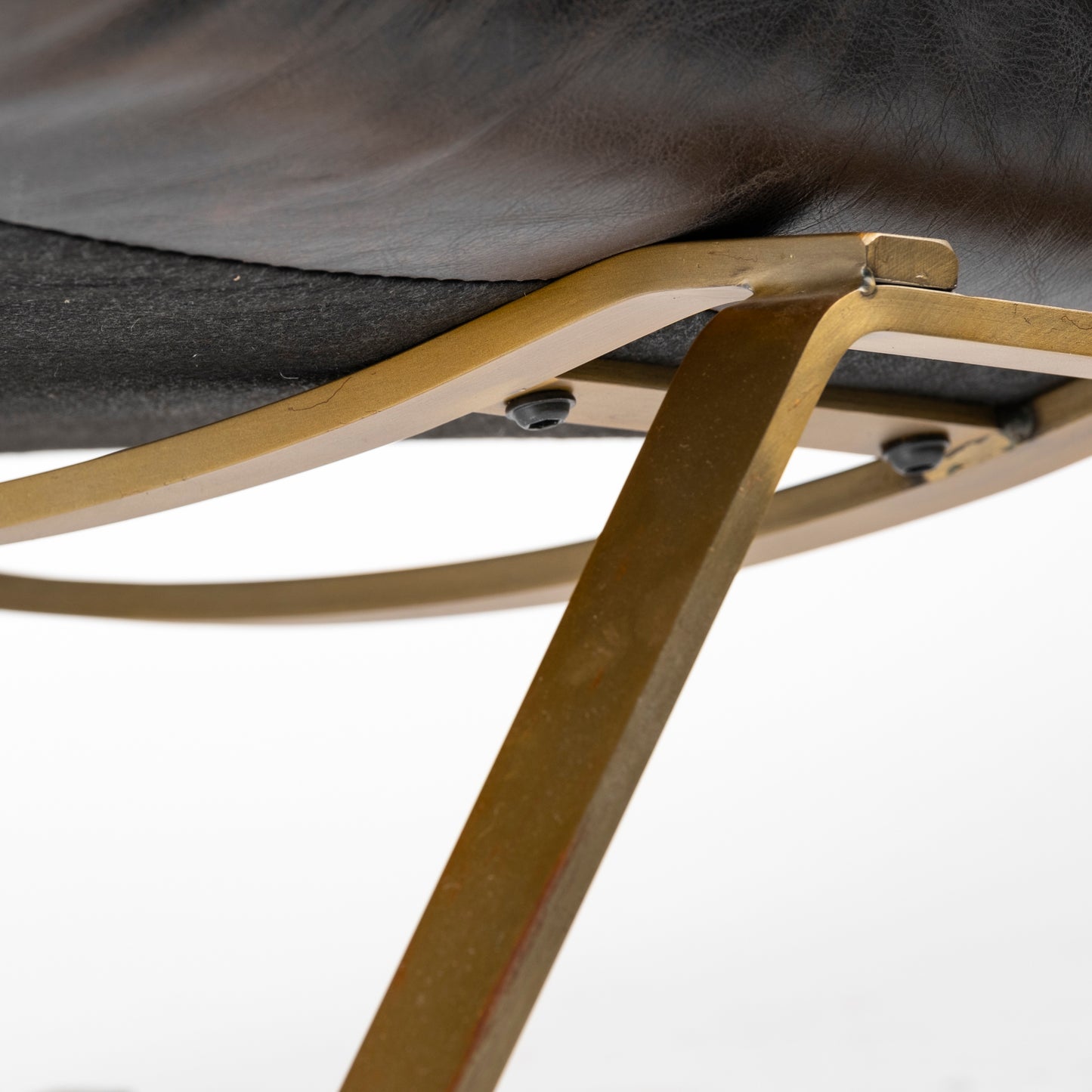 Flavelle II Black Leather Cushion Seat and Solid Iron Base Accent Chair