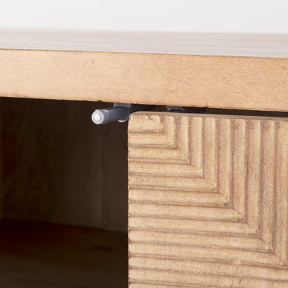 Cairo 78x19 Brown Solid Wood Black Metal Base 4 Door Cabinet Sideboard