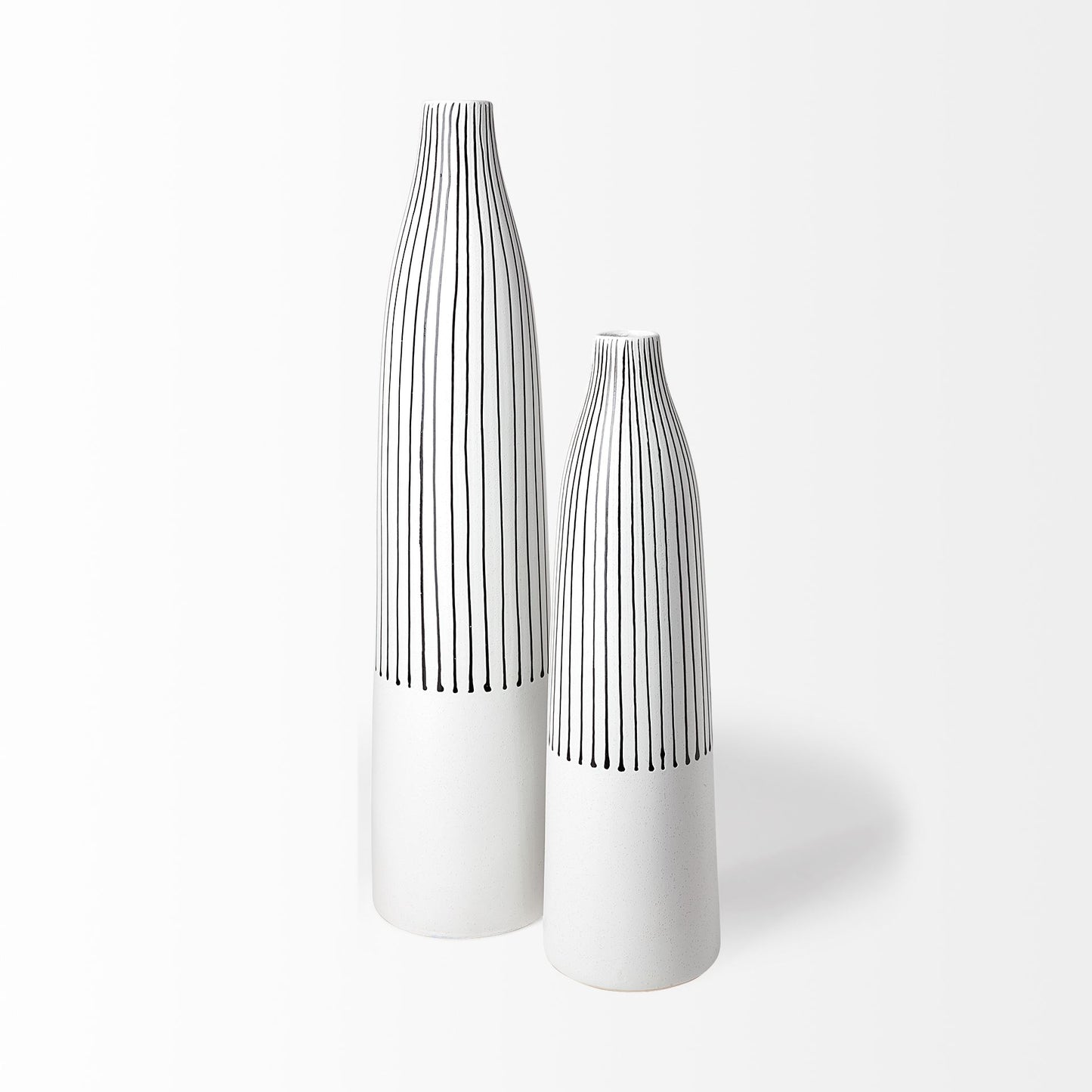 Kira I Small White Pinstripe Ceramic Vase
