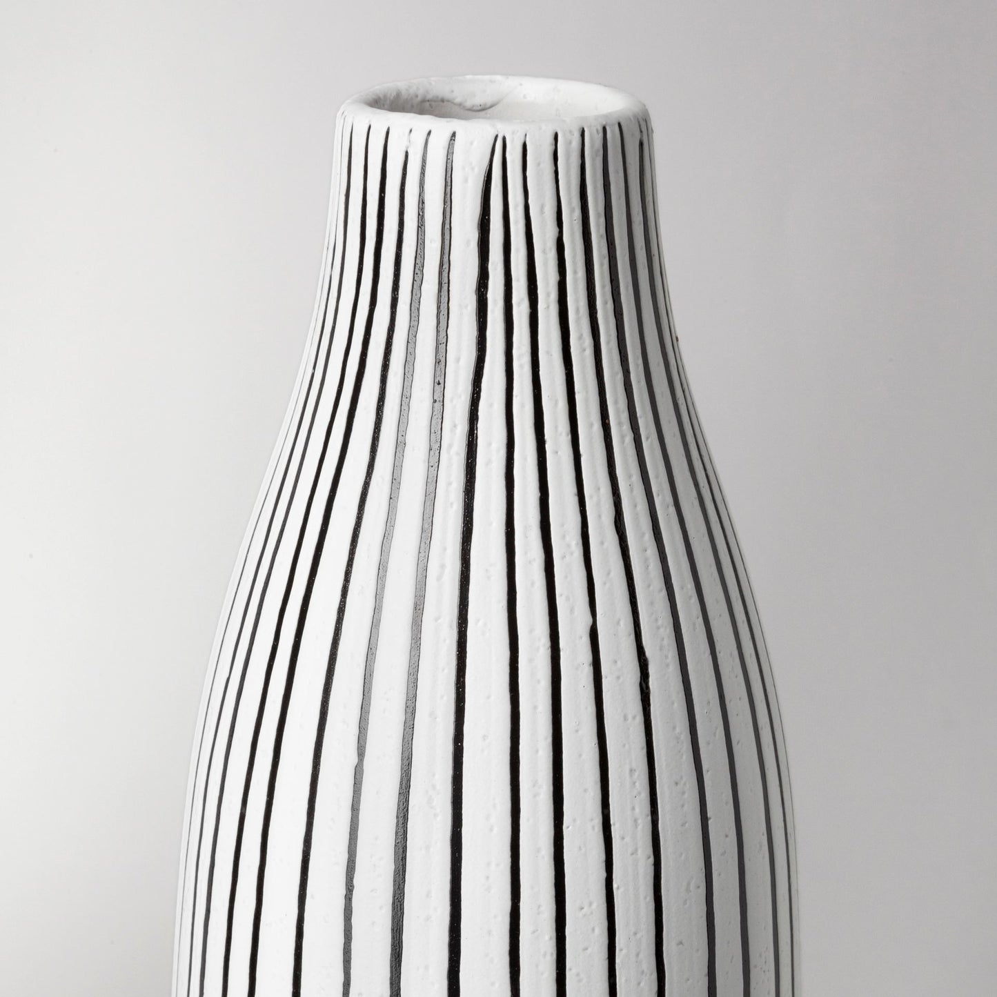 Kira I Small White Pinstripe Ceramic Vase