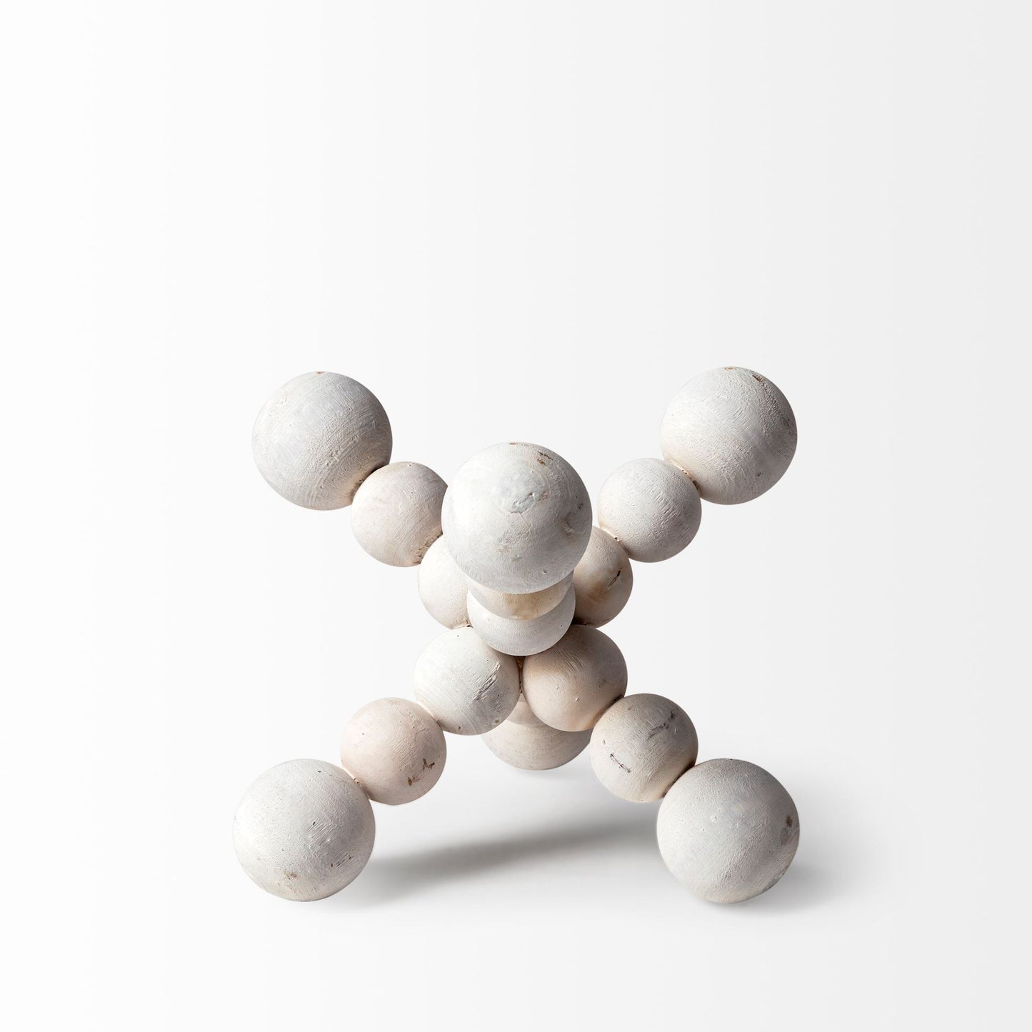 Carrollton I (Small) 7L x 7W Off-White Geometric Wood Ball Jack